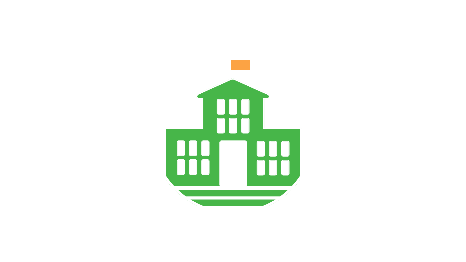 illustration of a schoolhouse with arrows radiating outwards from it