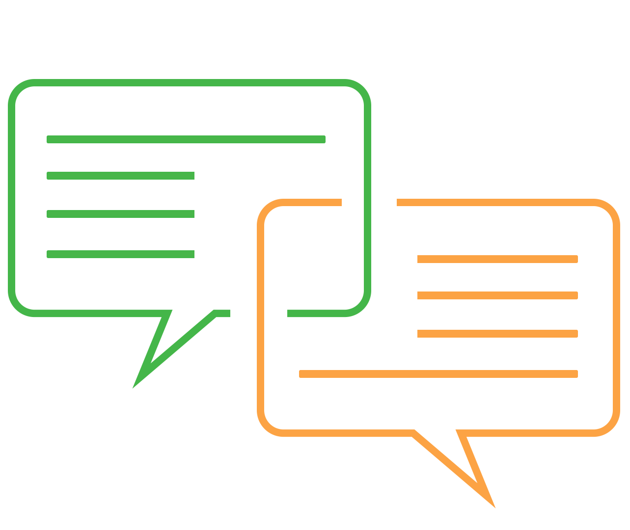 illustration of two speech bubbles representing communication